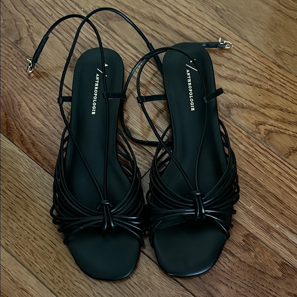 Anthropologie Black Minimalist Sandals